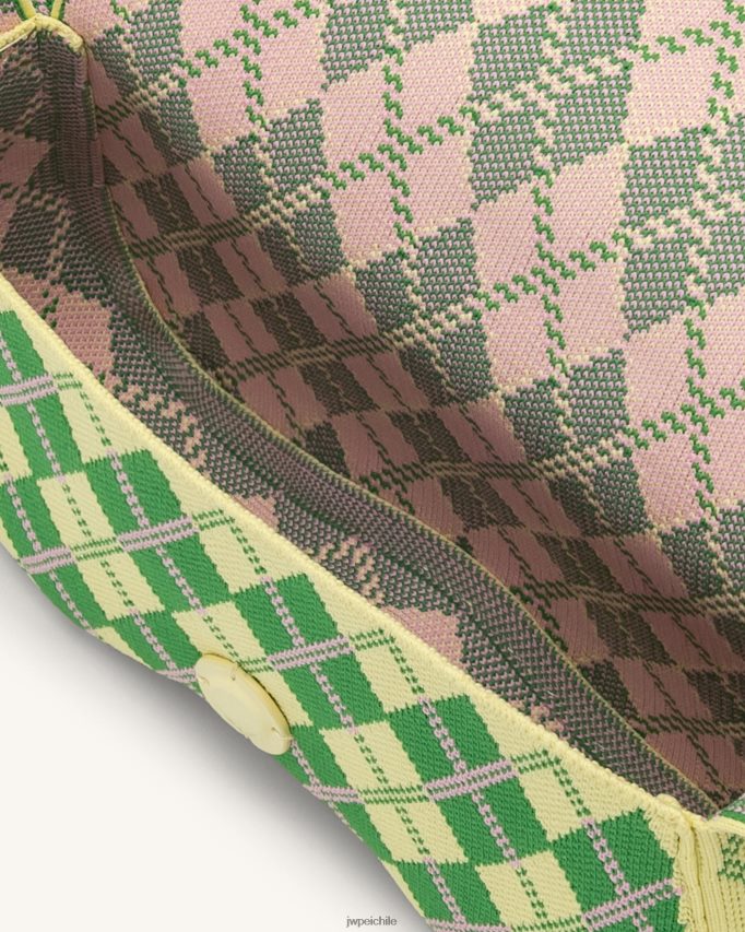 JW PEI bolsa de hombro becci de punto amarillo claro y verde y rosa bolsa de hombro 26446P115