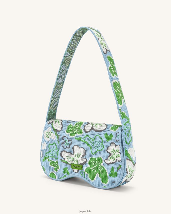 JW PEI bolsa de hombro becci de punto colección de flores - hielo y verde y blanco y gris bolsa de hombro 26446P148