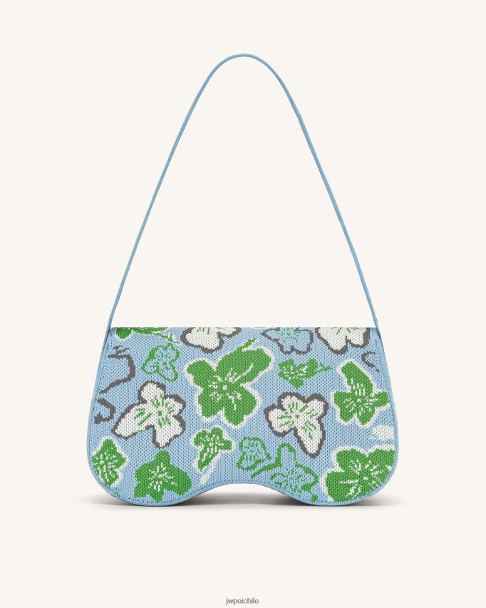 JW PEI bolsa de hombro becci de punto colección de flores - hielo y verde y blanco y gris bolsa de hombro 26446P148