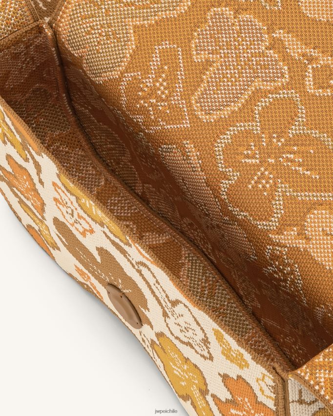 JW PEI bolsa de hombro becci de punto colección de flores - marrón, naranja y beige bolsa de hombro 26446P149