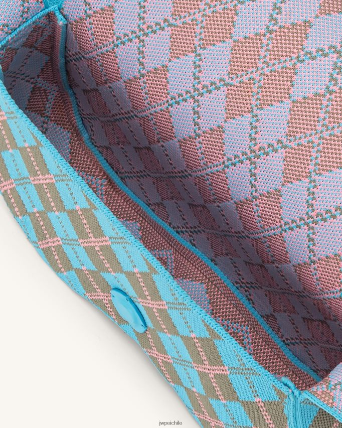 JW PEI bolsa de hombro becci de punto lago azul y gris verde y rosa bolsa de hombro 26446P151