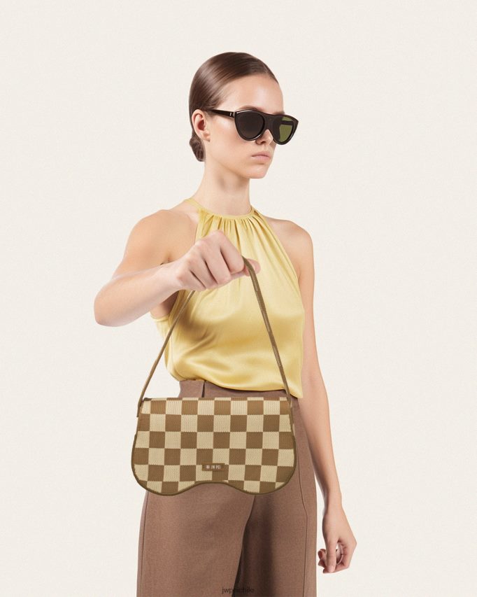 JW PEI bolsa de hombro becci de punto marrón y beige bolsa de hombro 26446P111