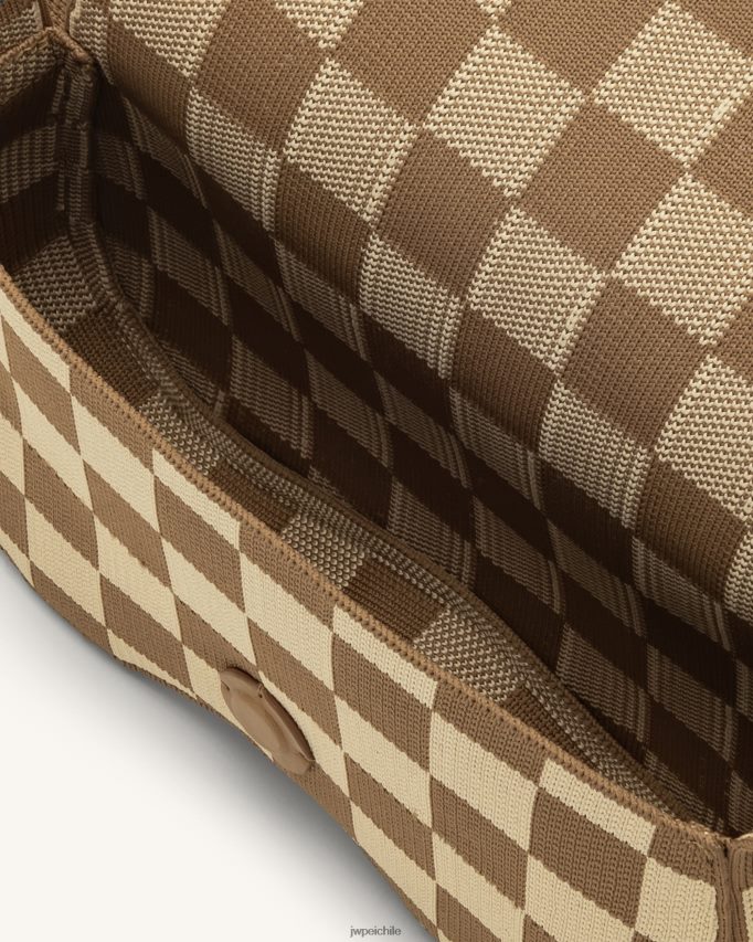 JW PEI bolsa de hombro becci de punto marrón y beige bolsa de hombro 26446P111