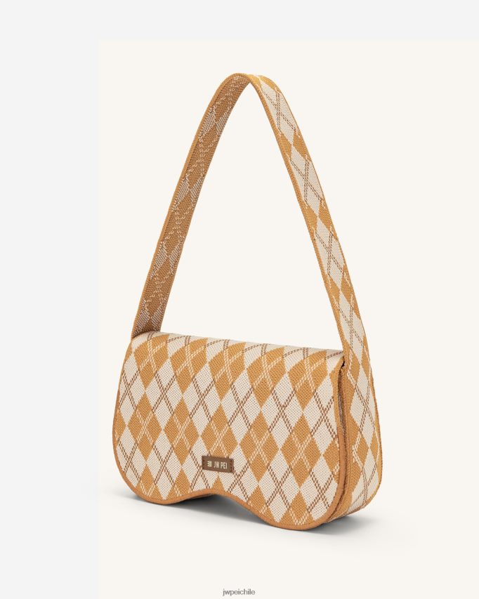 JW PEI bolsa de hombro becci de punto naranja y marfil y marrón bolsa de hombro 26446P153