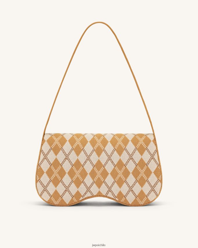 JW PEI bolsa de hombro becci de punto naranja y marfil y marrón bolsa de hombro 26446P153