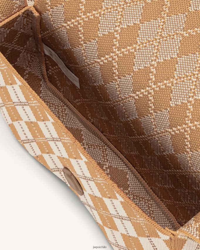 JW PEI bolsa de hombro becci de punto naranja y marfil y marrón bolsa de hombro 26446P153