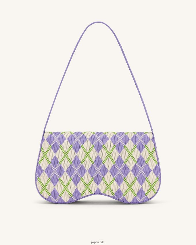 JW PEI bolsa de hombro becci de punto púrpura y marfil y lima bolsa de hombro 26446P152