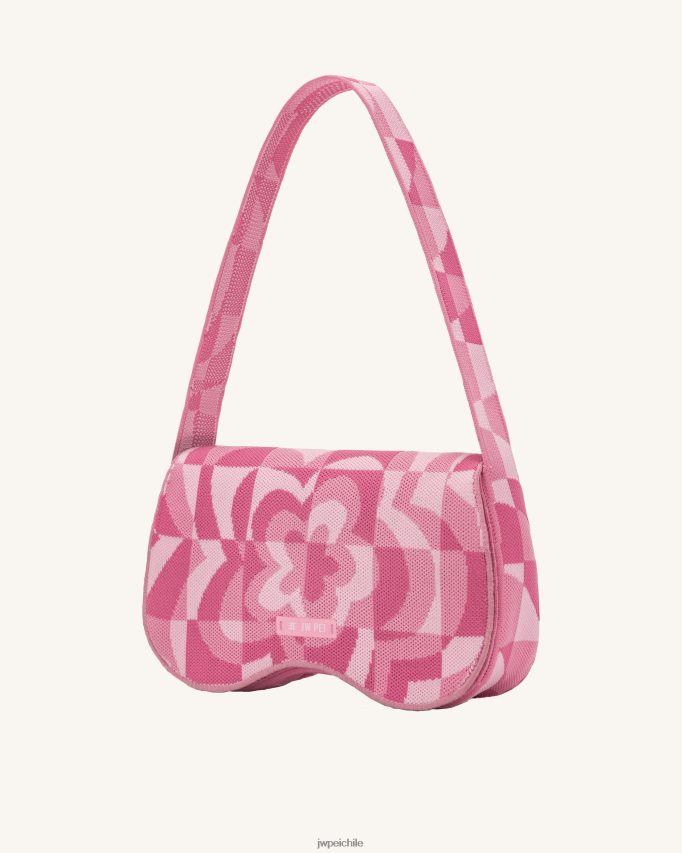 JW PEI bolsa de hombro becci de punto rosa pálido y rosa y rosa fuerte bolsa de hombro 26446P112