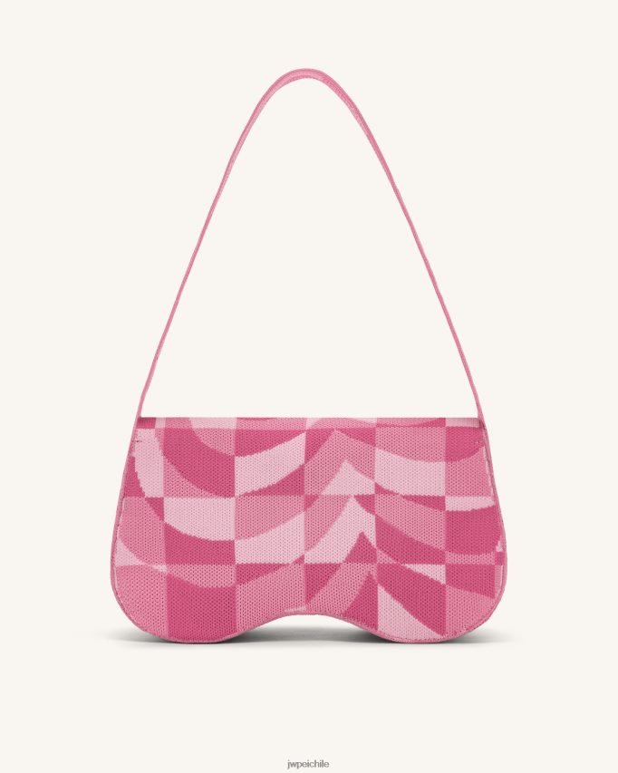 JW PEI bolsa de hombro becci de punto rosa pálido y rosa y rosa fuerte bolsa de hombro 26446P112