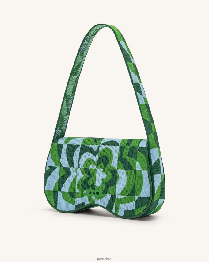 JW PEI bolsa de hombro becci de punto verde oscuro y verde y hielo bolsa de hombro 26446P114