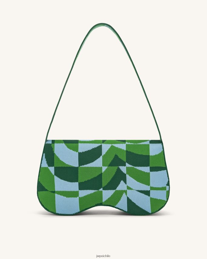 JW PEI bolsa de hombro becci de punto verde oscuro y verde y hielo bolsa de hombro 26446P114