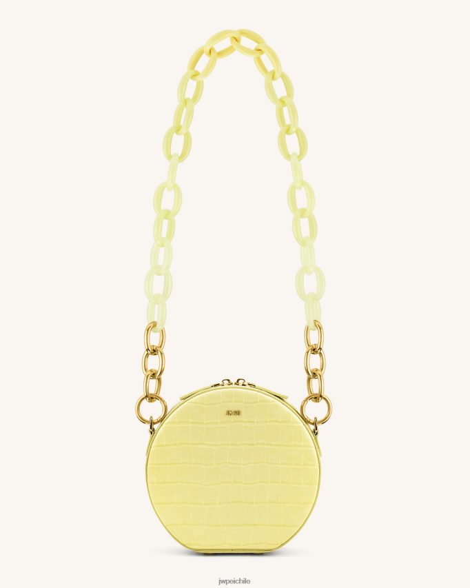 JW PEI bolsa de hombro con círculo de cadena acrílica degradada luna cocodrilo amarillo claro bolsa de hombro 26446P74