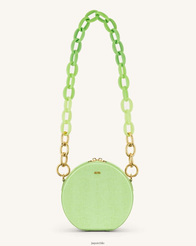 JW PEI bolsa de hombro con círculo de cadena acrílica degradada luna lagarto verde lima bolsa de hombro 26446P66