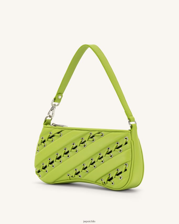 JW PEI bolsa de hombro con tiras eva verde ácido bolsa de hombro 26446P127