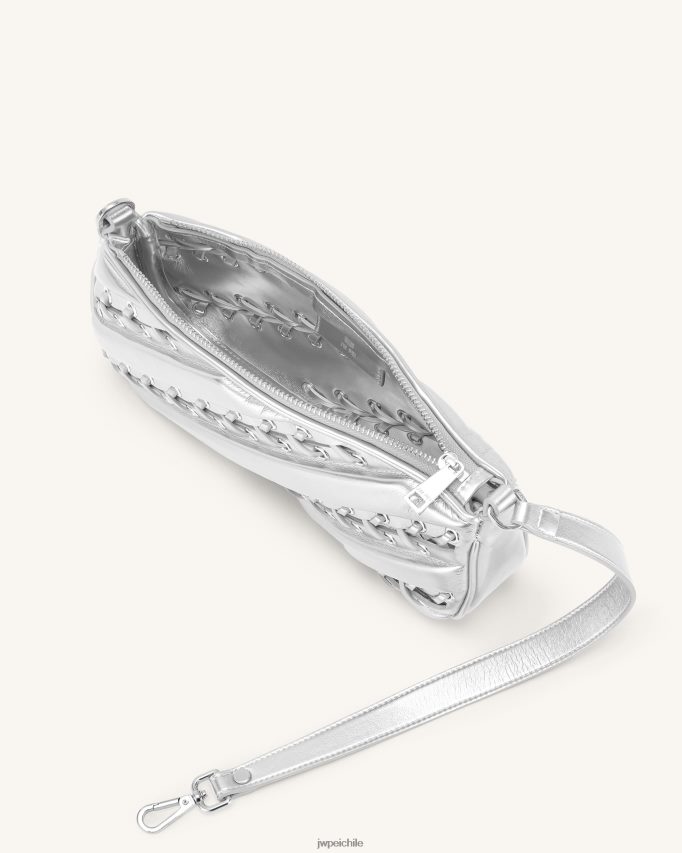 JW PEI bolsa de hombro con tiras metálicas eva plata bolsa de hombro 26446P130