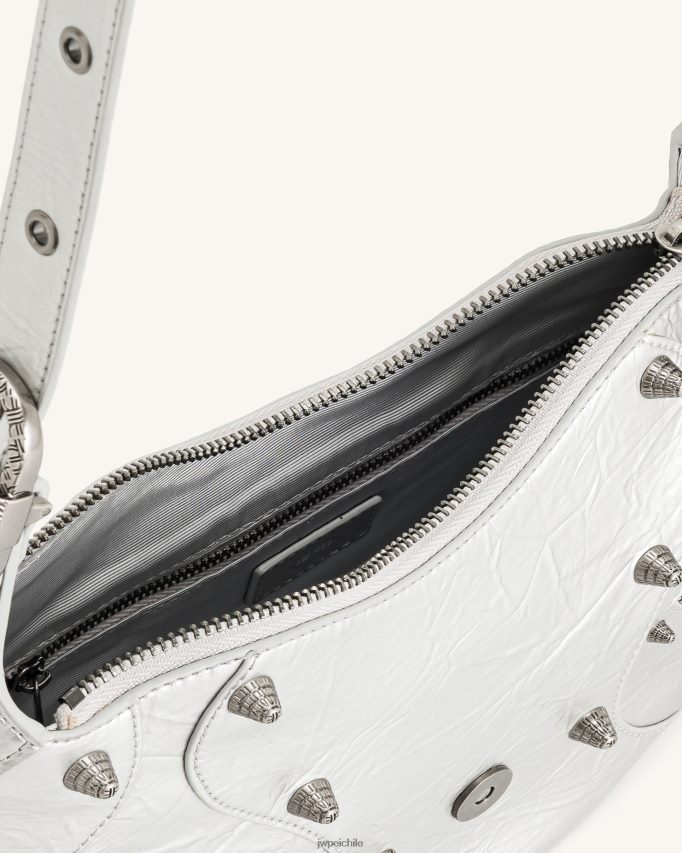 JW PEI bolso de hombro tessa con pliegues metalizados plata bolsa de hombro 26446P173