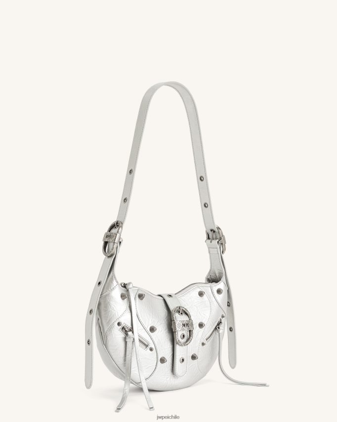 JW PEI bolso de hombro tessa con pliegues metalizados plata bolsa de hombro 26446P173
