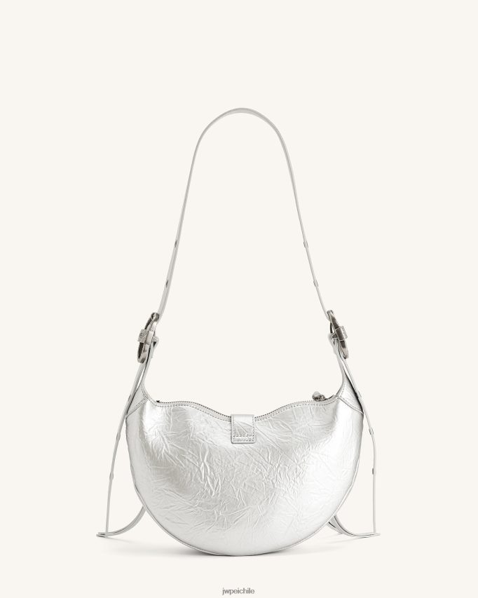 JW PEI bolso de hombro tessa con pliegues metalizados plata bolsa de hombro 26446P173
