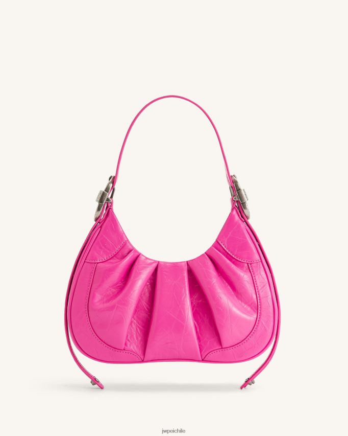 JW PEI bolso de mano estilo hobo con frunces aplastados de gabbi Rosa brillante bolsa de hombro 26446P168