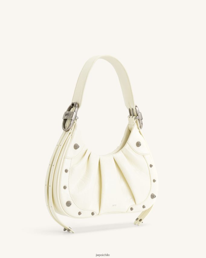 JW PEI bolso de mano estilo hobo con frunces aplastados de gabbi blanco bolsa de hombro 26446P166