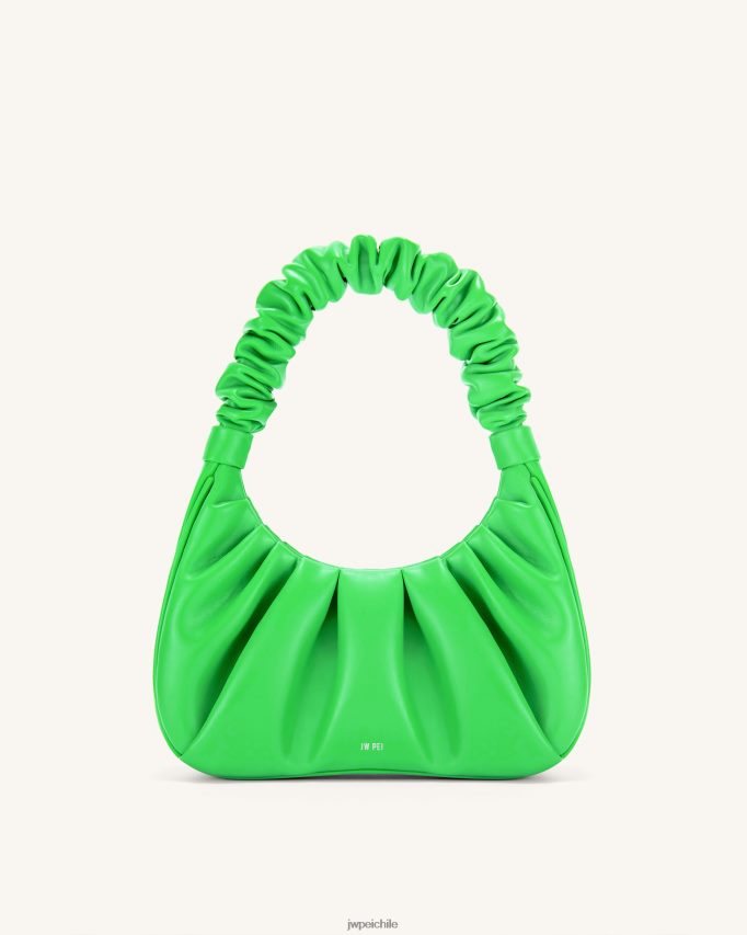 JW PEI bolso de mano gabbi fruncido verde neón bolsa de hombro 26446P137