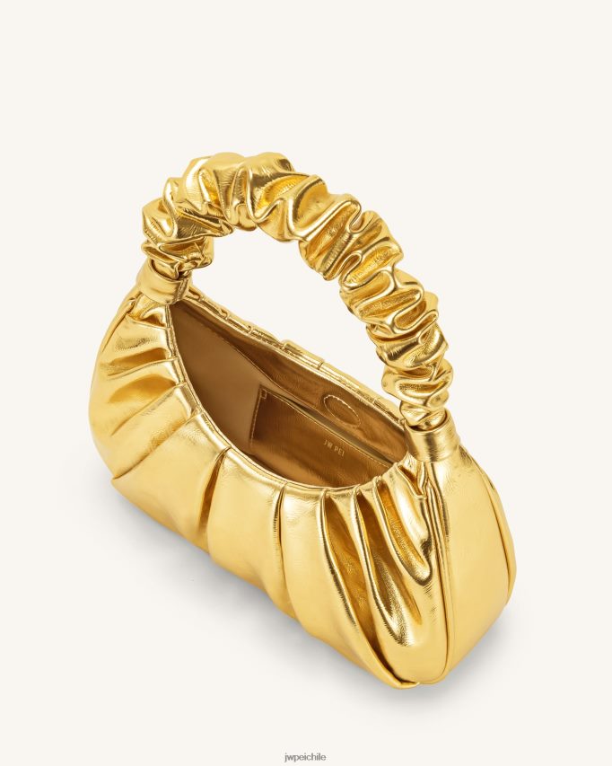 JW PEI bolso de mano gabbi metalizado fruncido oro bolsa de hombro 26446P145