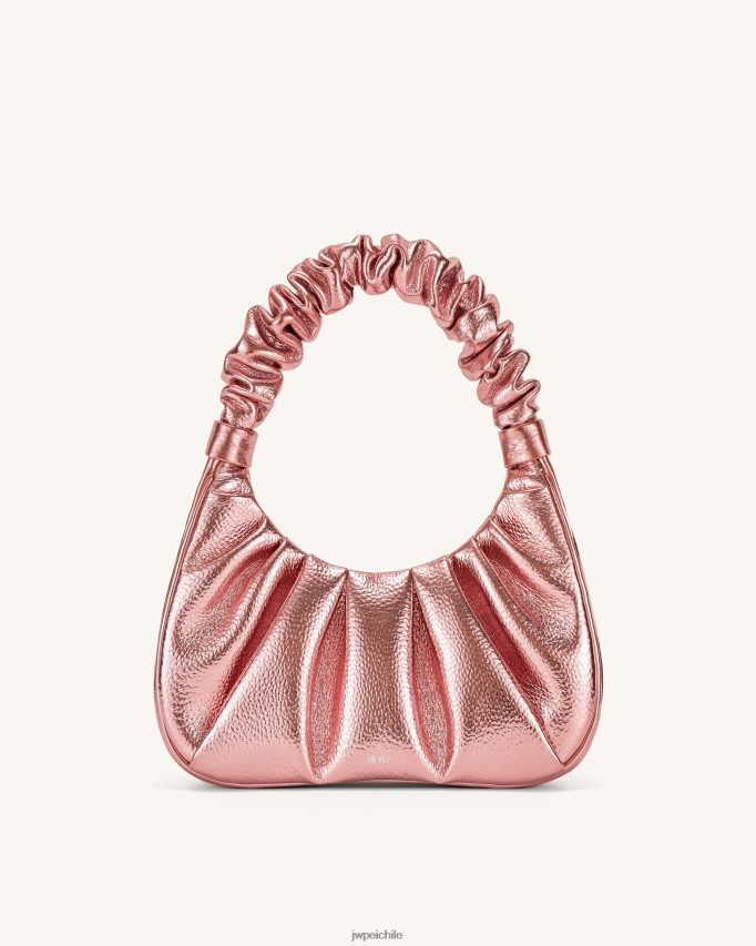 JW PEI bolso de mano gabbi metalizado fruncido rosa bolsa de hombro 26446P144