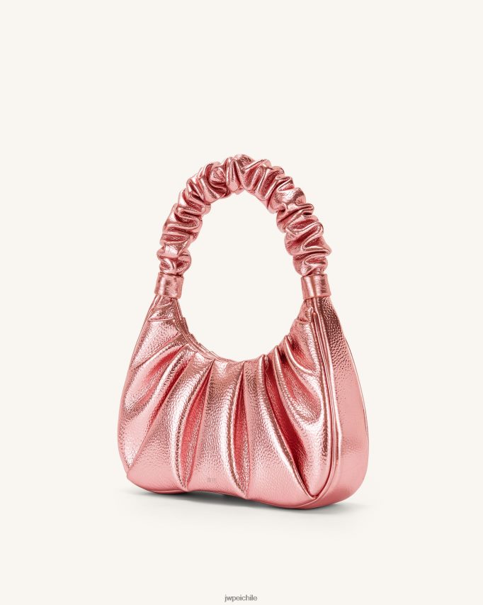 JW PEI bolso de mano gabbi metalizado fruncido rosa bolsa de hombro 26446P144
