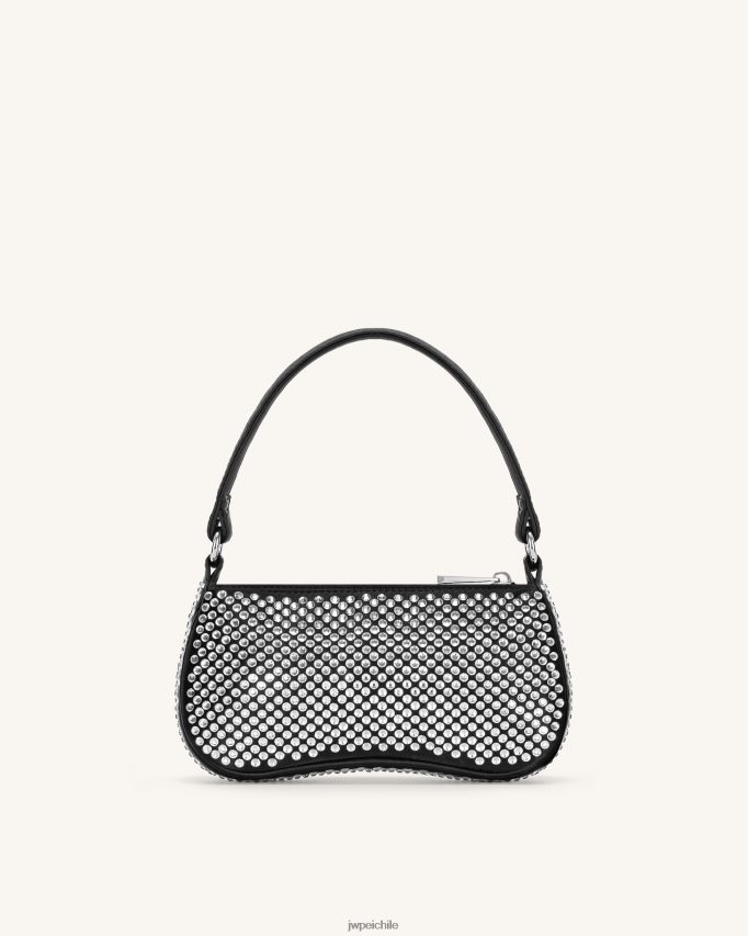 JW PEI minibolso de hombro de cristal artificial eva negro bolsa de hombro 26446P126