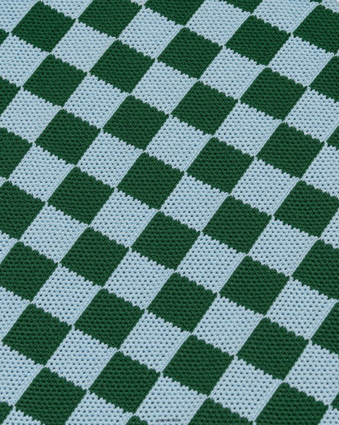 JW PEI bolso shopper tejido a cuadros de karité verde oscuro y hielo bolso de mano 26446P243