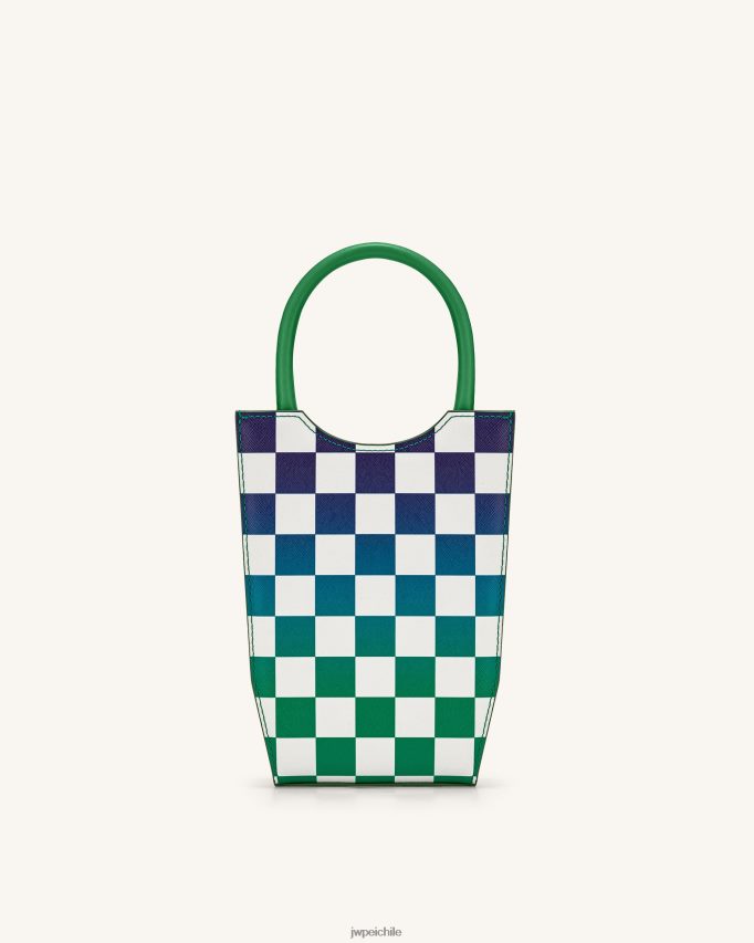 JW PEI bolsa de teléfono de tablero de ajedrez degradado fei verde hierba y azul oscuro bolsa de teléfono 26446P216