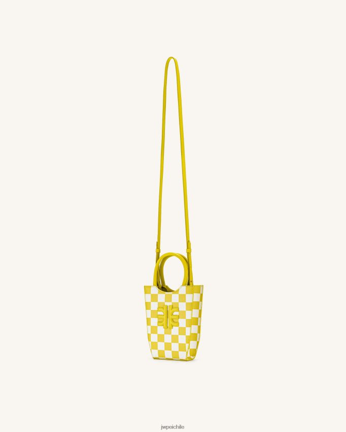 JW PEI bolsa de teléfono de tablero de ajedrez fei amarillo blanco bolsa de teléfono 26446P225