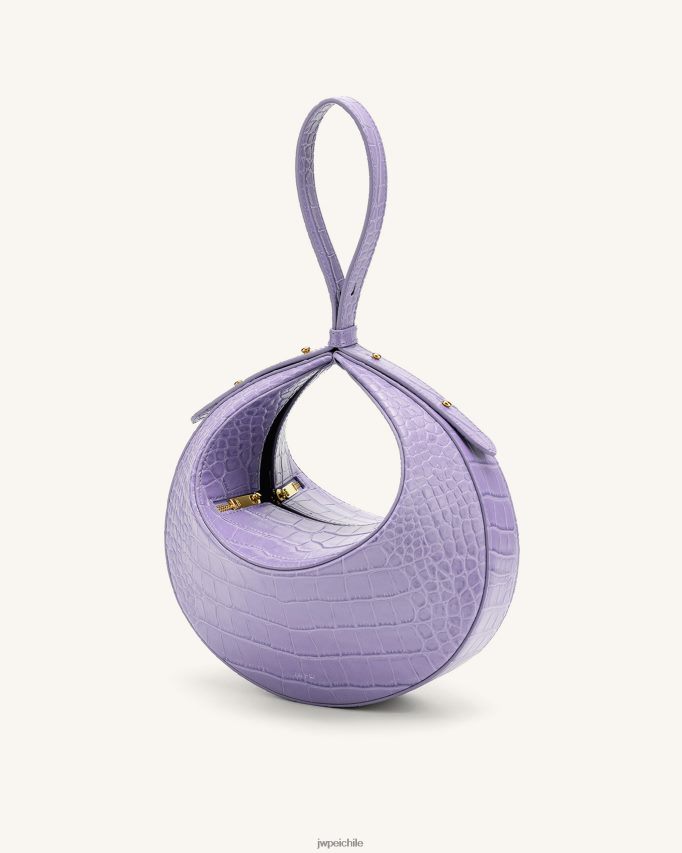 JW PEI bolsa rantán cocodrilo morado bolsa de asa 26446P176