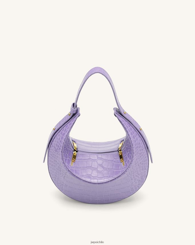 JW PEI bolsa rantán cocodrilo morado bolsa de asa 26446P176