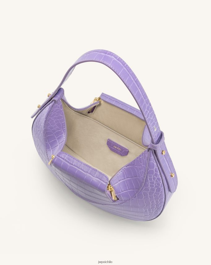 JW PEI bolsa rantán cocodrilo morado bolsa de asa 26446P176