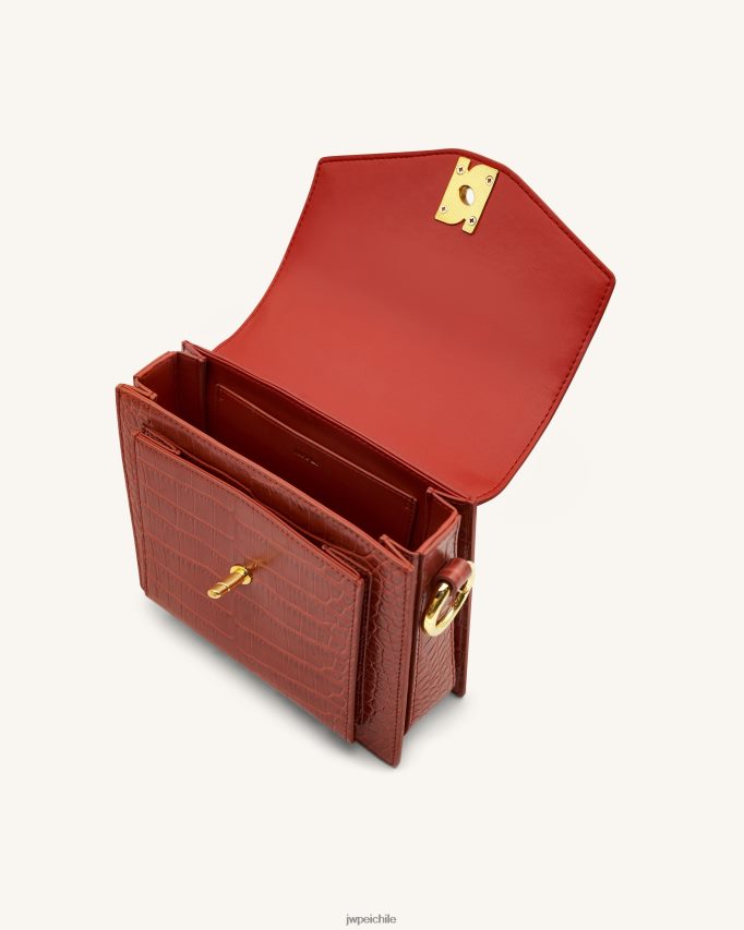 JW PEI bolso lucy cocodrilo rojo vino bolsa de asa 26446P182