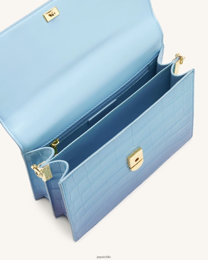 JW PEI bandolera mini con solapa cocodrilo degradado azul y morado bandolera 26446P42