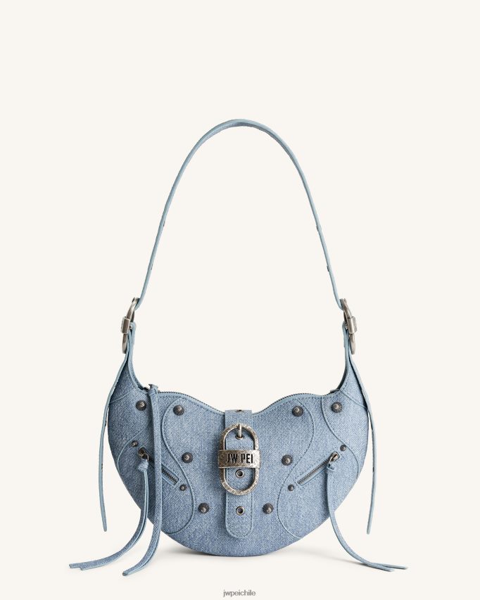 JW PEI bolsa crossbody tessa denim con grabado en relieve azul bandolera 26446P53