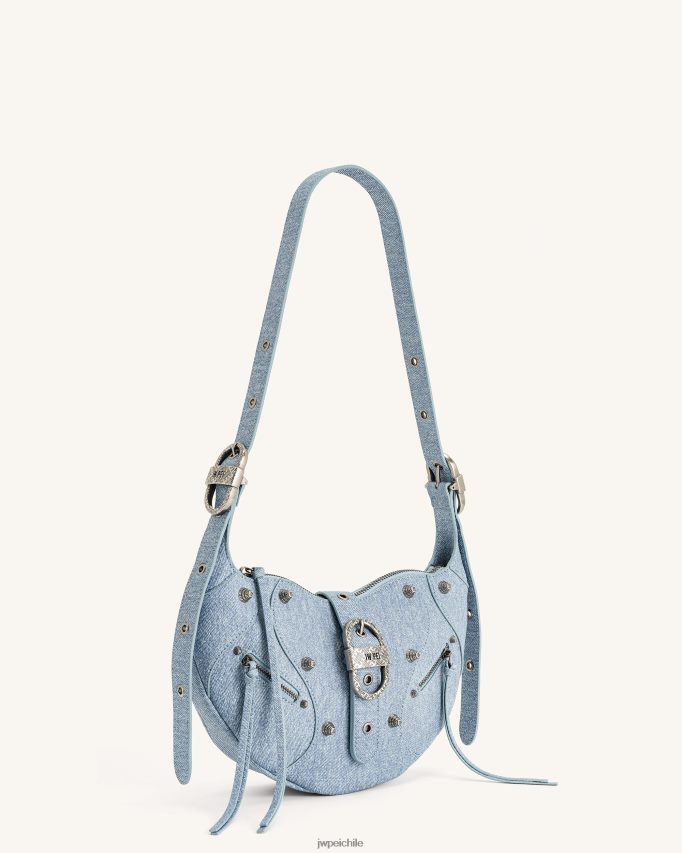 JW PEI bolsa crossbody tessa denim con grabado en relieve azul bandolera 26446P53