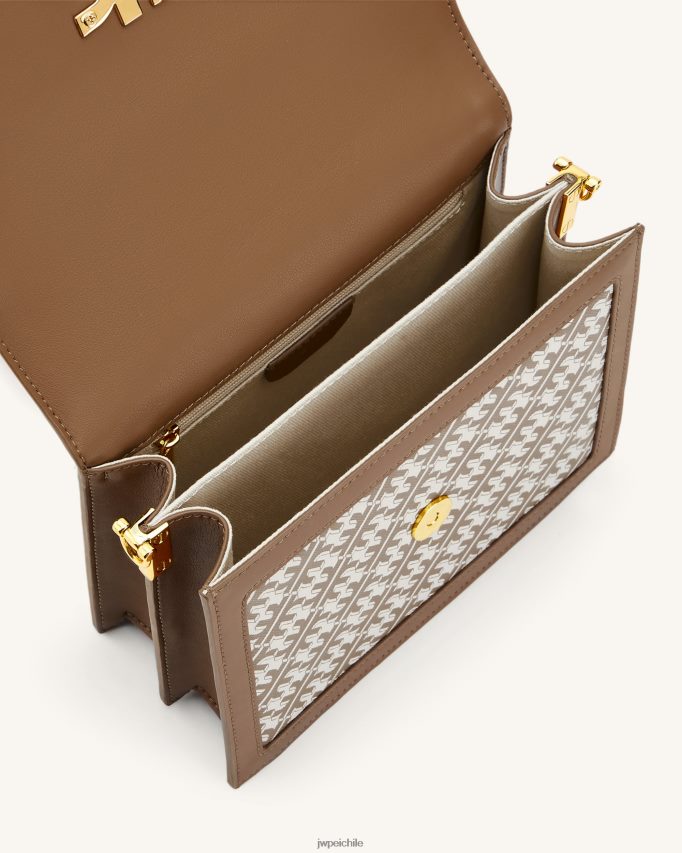 JW PEI fei mini bandolera con solapa marrón bandolera 26446P34