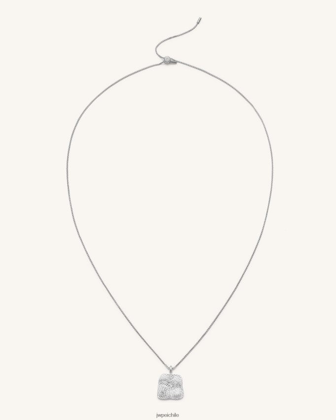 JW PEI collar con colgante de abanico de plátano Chapado en oro blanco de 18 quilates y circonita blanca. collar 26446P356