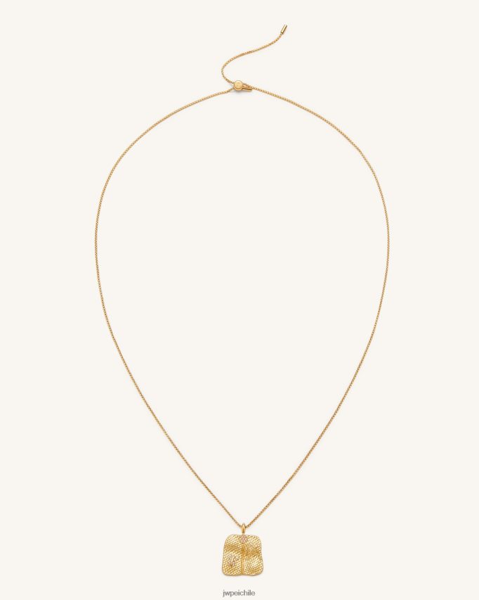 JW PEI collar con colgante de abanico de plátano Chapado en oro de 18 quilates y circonita blanca. collar 26446P354