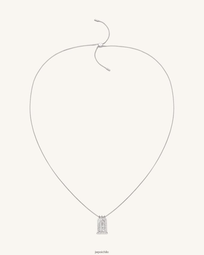 JW PEI collar con colgante de arco pequeño romano Chapado en oro blanco de 18 quilates y circonita blanca. collar 26446P347