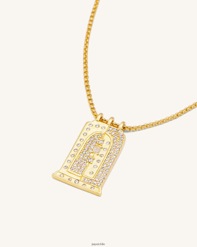 JW PEI collar con colgante de arco pequeño romano Chapado en oro de 18 quilates y circonita blanca. collar 26446P345