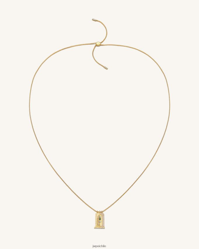 JW PEI collar con colgante de arco pequeño romano Chapado en oro de 18 quilates y circonitas multicolor. collar 26446P346