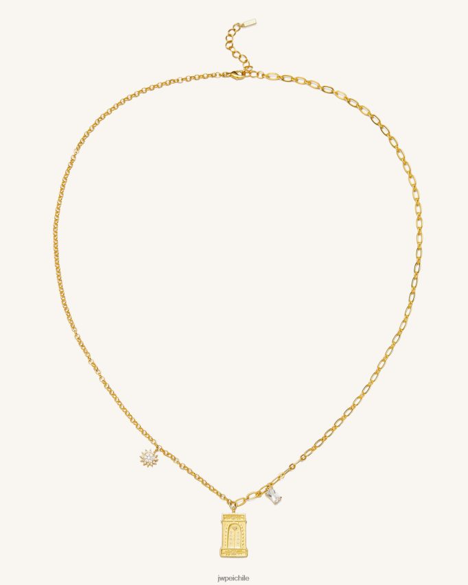 JW PEI collar con colgante de arco romano Chapado en oro de 18 quilates y circonita blanca. collar 26446P348