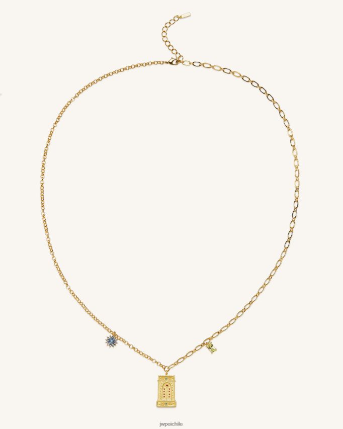 JW PEI collar con colgante de arco romano Chapado en oro de 18 quilates y circonitas multicolor. collar 26446P349