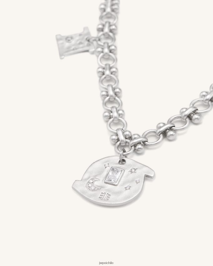 JW PEI collar cosmos redondo con múltiples dijes Chapado en oro blanco de 18 quilates y circonita blanca. collar 26446P368