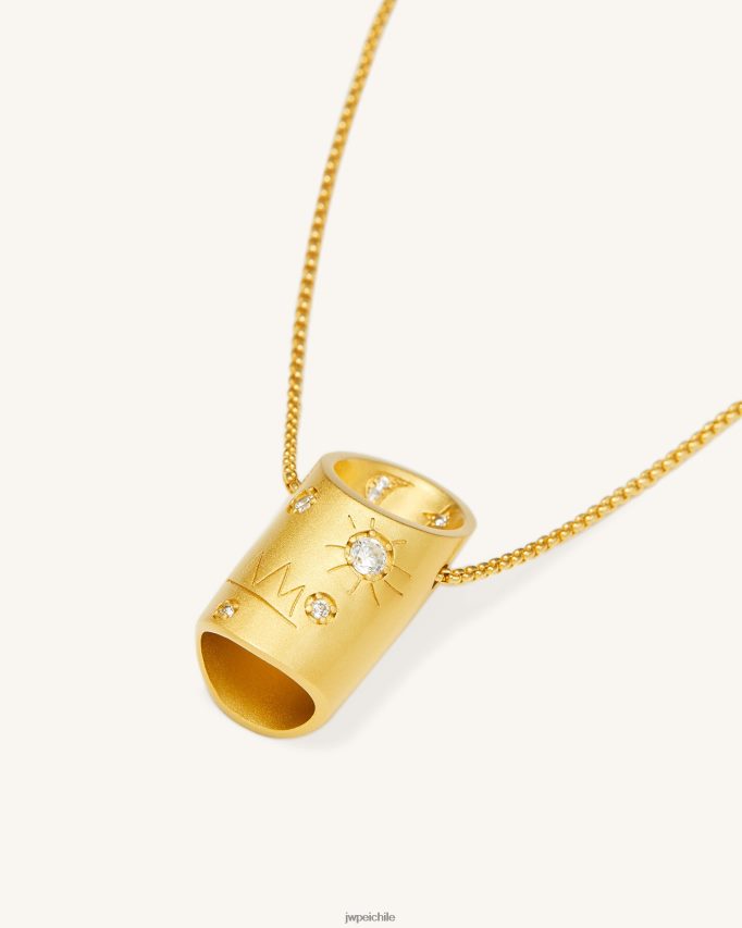 JW PEI collar de bambú Chapado en oro de 18 quilates y circonita blanca. collar 26446P401