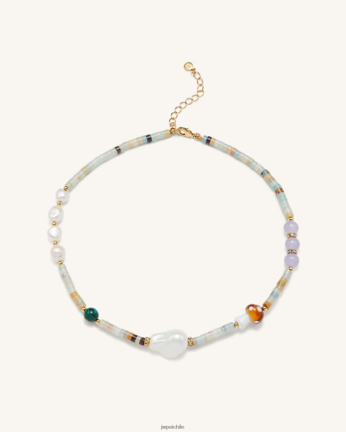 JW PEI collar de setas con múltiples cuentas amazonita collar 26446P405